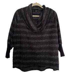 Karen by Karen Kane cowel knit black striped sparkle sweater - size large